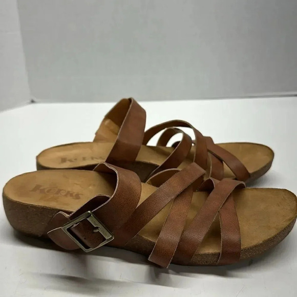 Korks Kork Ease Aster Sandals Cork Wedges Strappy Open Toe Shoes Tan Size 11 - Picture 3 of 11